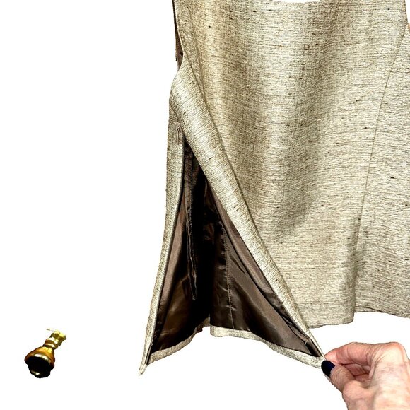 Le Suit 8P Champagne Beige 3-Piece Blazer Vest Skirt Set Quiet Luxury Career - Picture 10 of 12